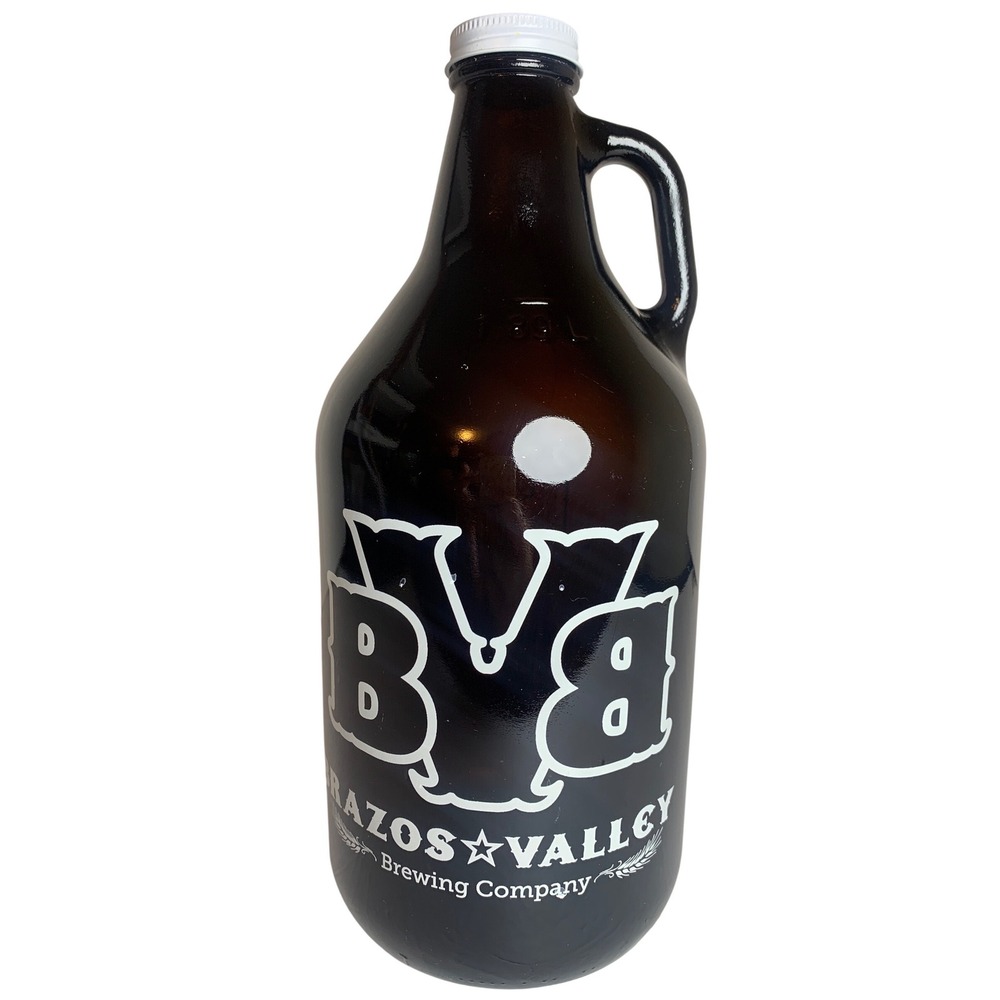 Brazos Valley Brewing Company 64oz Amber Glass Beer Growler Brenham Texas BVB